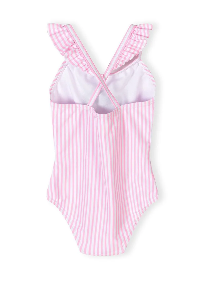 مينوتي Girls pink striped cherry print swimsuit